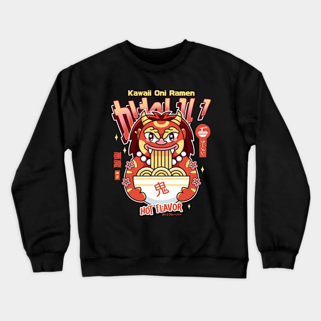 Kawaii Oni Ramen Crewneck Sweatshirt by Lagelantee